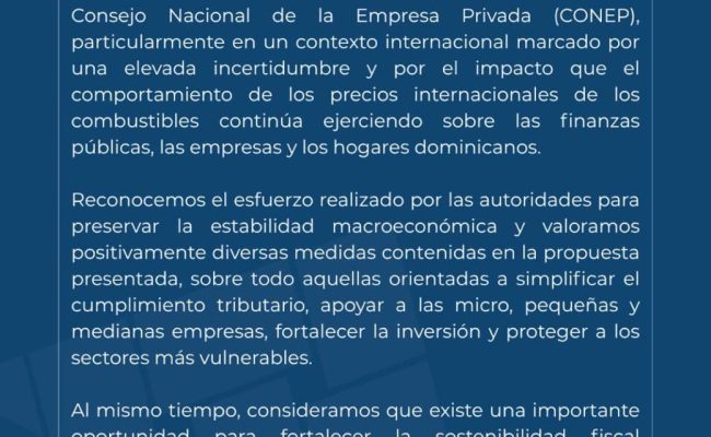 Comunicado del CONEP sobre medidas fiscales