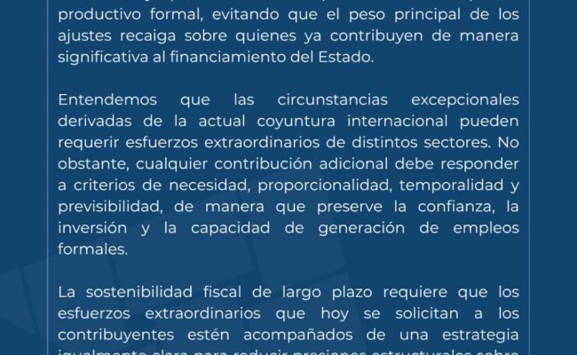 Comunicado del CONEP sobre medidas fiscales