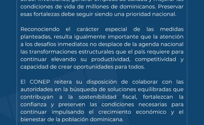 Comunicado del CONEP sobre medidas fiscales 2026