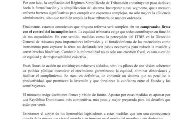 Carta oficial con membrete presidencial y firma